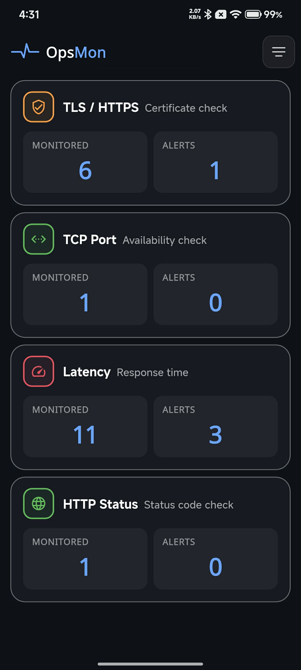 OpsMon main dashboard