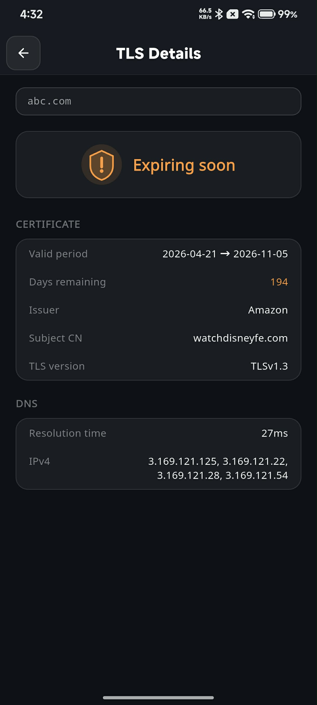 TLS certificate expiring soon